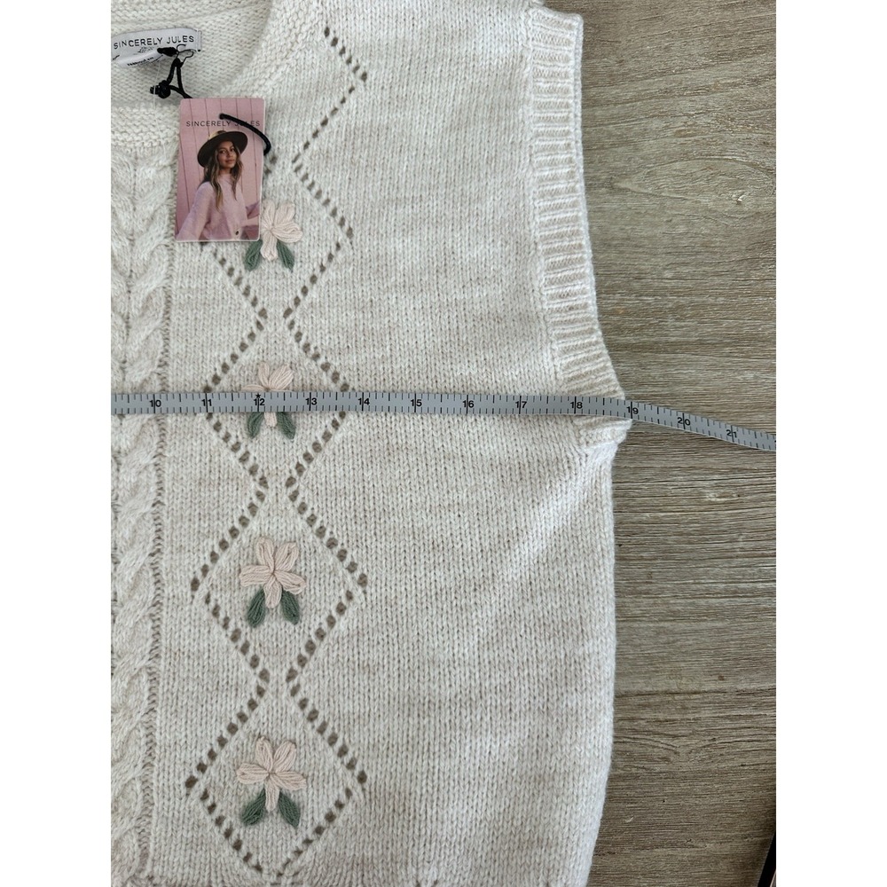 NWT Sincerely Jules VTG Crop Sleeveless Sweater Vest Floral Grannycore size XL - Picture 6 of 7